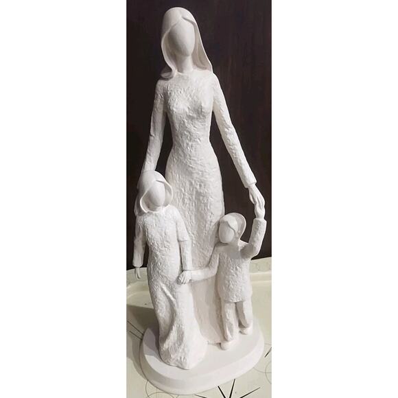 Vintage Mother & Children Statue Gift Figurine Ivory Mom Large 15" Neutral Decor - Picture 1 of 6